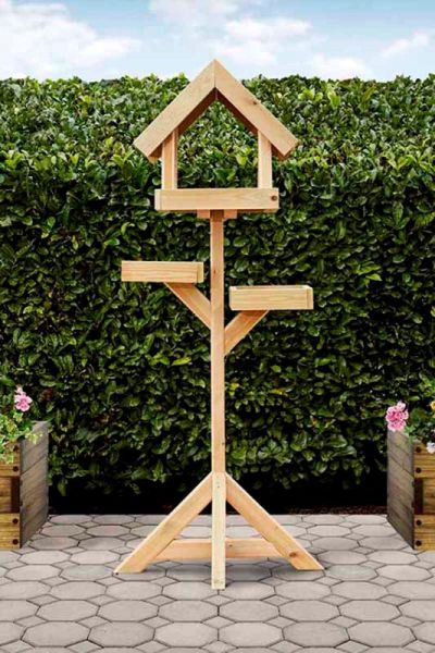 Bamburgh Wild Bird Feeder table - Timber - L65 x W65 x H176 cm