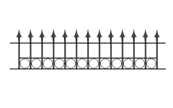 Balmoral Premium Range Spear Top Railing Panel with Rings Fits Opening - Solid Steel - Fits Gap of 1830 mm x 560 mm High - Primed