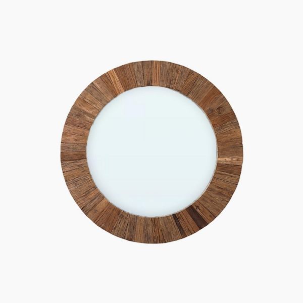 Ruh Round Reclaimed Mirror - Reclaimed Wood - L120 x W120 x H5 cm - Natural