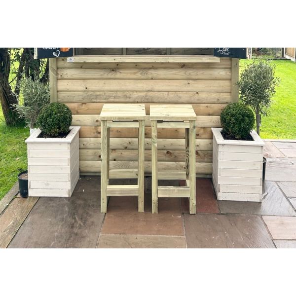 Garden Bar Stool (Set of 2) - Timber - L38 x W36.5 x H80 cm