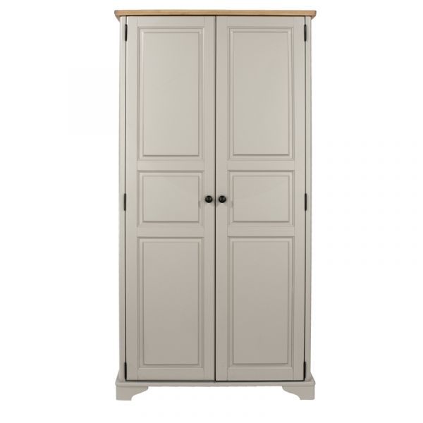 Highland Home BB Assembled Oak Veneer & Grey Painted 2 Door Wardrobe