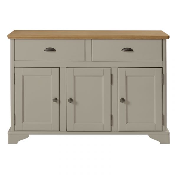 Highland Home BD Assembled Oak Veneer & Grey Painted Medium Sideboard With 3 Doors & 2 Drawers