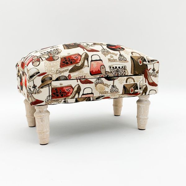 Ladies Fabric Footstool with Drawer - L25 x W40 x H25 cm
