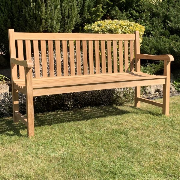 3 Seater Straight Back Bench - Wood - L53 x W150 x H93 cm