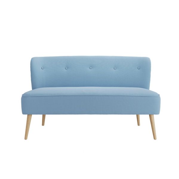 Beau 2 Seater Sofa - House Weave - L68 x W130 x H79.5 cm - Cornflower Blue/Blonde