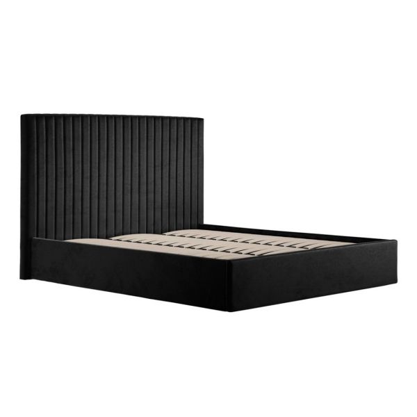 Berlin Tall Ottoman Super King Size Bed Frame (Pack of 2) - Velvet - L213 x W198 x H124 cm - Black - Flat Pack