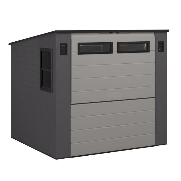 8 x 7 Cabana Entertainment Shed & Bar - Resin - L222 x W250 x H226 cm - Cool Grey