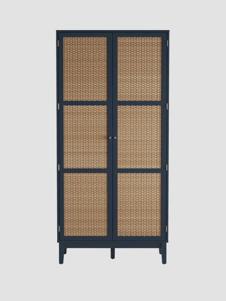 Bordeaux 2 Door Wardrobe - Engineered Wood/Plastic - L55.52 x W85 x H180.5 cm - Berlin Blue/Oak