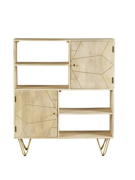 Light Gold Display Cabinet - Solid Mango Wood - L40 x W120 x H135 cm