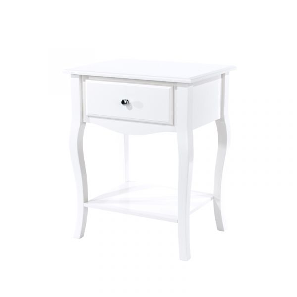 Options White Painted Cabriole, 1 Drawer Bedside Cabinet