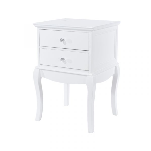 Options White Painted Lyon, 2 Drawer Bedside Cabinet