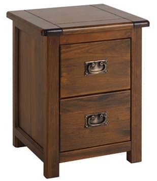 Boston 2 Drawer Bedside Cabinet - Pine - 45 x 40 x 55 cm - Dark Brown