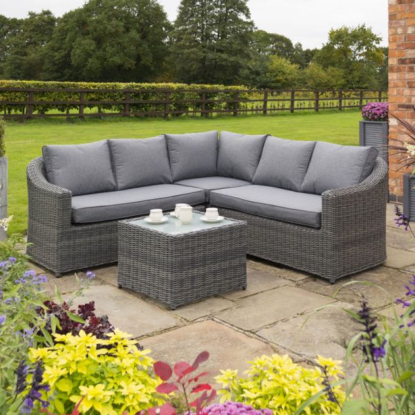 Bunbury Corner Set Grey Weave - L77 x W77 x H45 cm