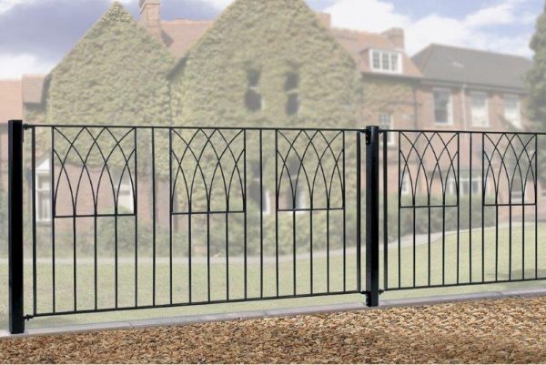 Abbey Modern Fence Panel - Solid Steel - FIts Gap of 1830 mm x 812 mm High - Electro Galvanised/Black Powder Coated