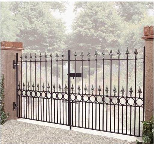 Balmoral Premium Range Spear Top Low Double Driveway Gate - Solid Steel - Fits Gap of 3353 mm x 1168 mm High - Primed