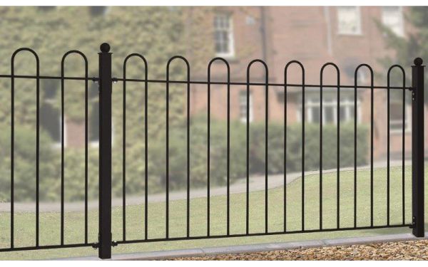 Court Hoop Top Fence Panel - Solid Steel - FIts Gap of 1830 mm x 950 mm High - Electro Galvanised/Black Powder Coated