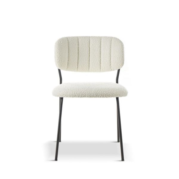 CAROL Boucle Dining Chair (Pack of 2) - L55 x W48.5 x H76 cm - White