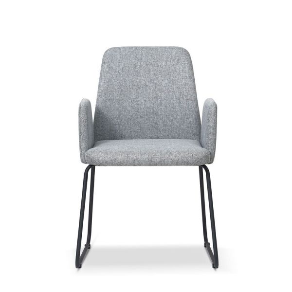 Upholstered Contemporary Armchair with Metal Legs - L58 x W50 x H87 cm - Grey