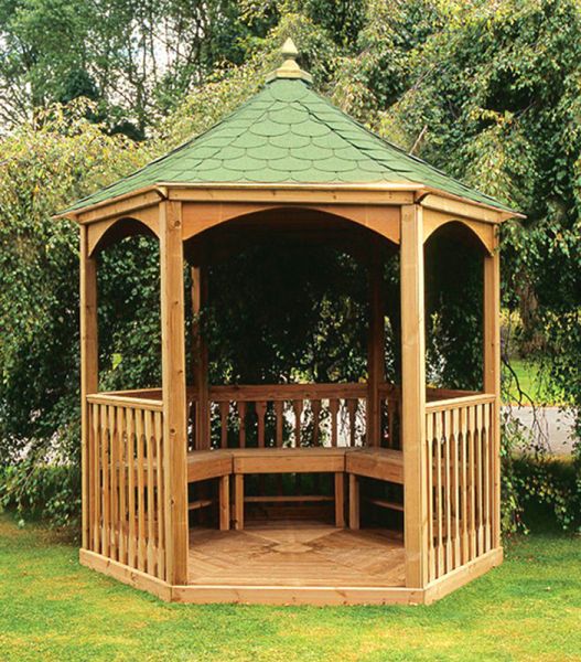 Brompton Large Tiled Gazebo - Pressure Treated Timber - L280 x W280 x H310 cm