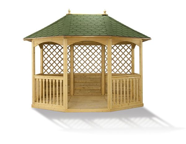 Winchester Large Tiled Pavilion Gazebo - Pressure Treated Timber - L365 x W270 x H295 cm