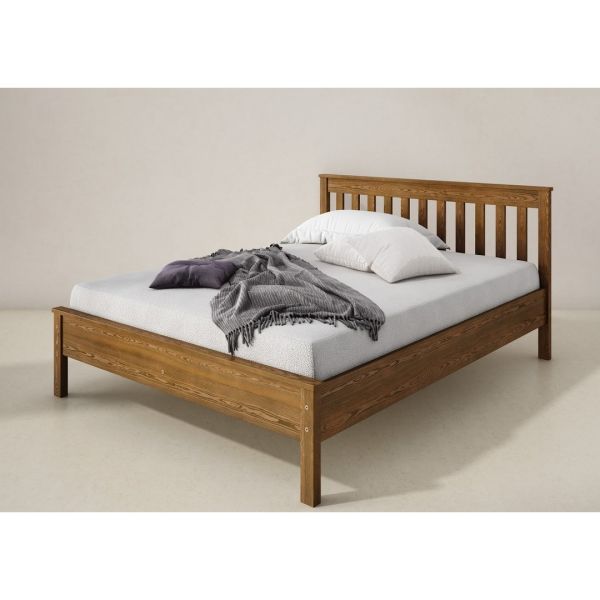 Super King Size Bed Frame - Wood - L208 x W188.5 x H96 cm - Oak