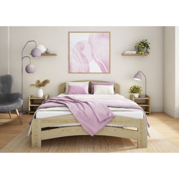 Double Size Bed Frame - Wood - L197 x W143 x H80 cm - Pine