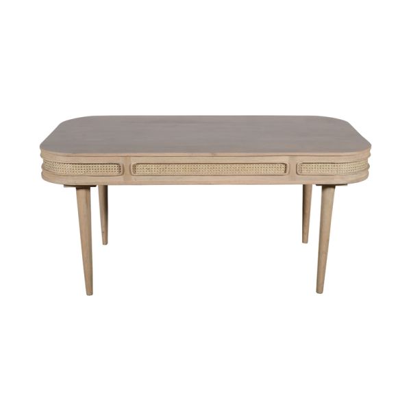 Valencia 6 Seater Dining Table - Cane & Mango Wood - L90 x W165 x H78 cm