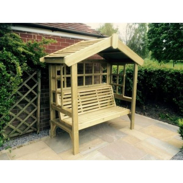Cottage Arbour - Trellis Back and Sides - L90 x W170 x H190 cm - Minimal Assembly Required - Set of Waterproof Cushions Included