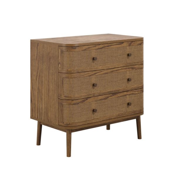 Callie Chest of Drawers - Wood Variant/Weave - L45 x W80 x H80 cm - Smoked/Smoked - Partially Assembled