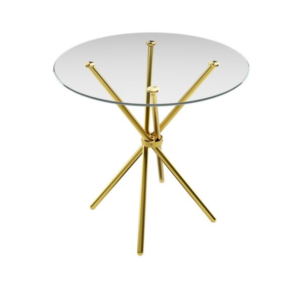 Casa Legs Dining Table - Glass - L90 x W90 x H74.5 cm - Clear Top Gold