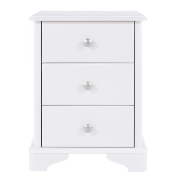 Highland Home CB Assembled White Painted 3 Drawer Compact Bedside Cabinet