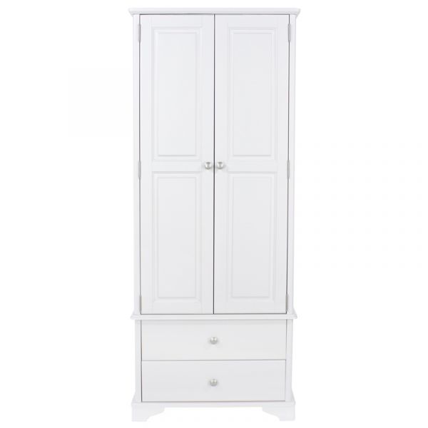 Highland Home CB Assembled White Painted 2 Door, 2 Drawer Wardrobe (2 Parts)
