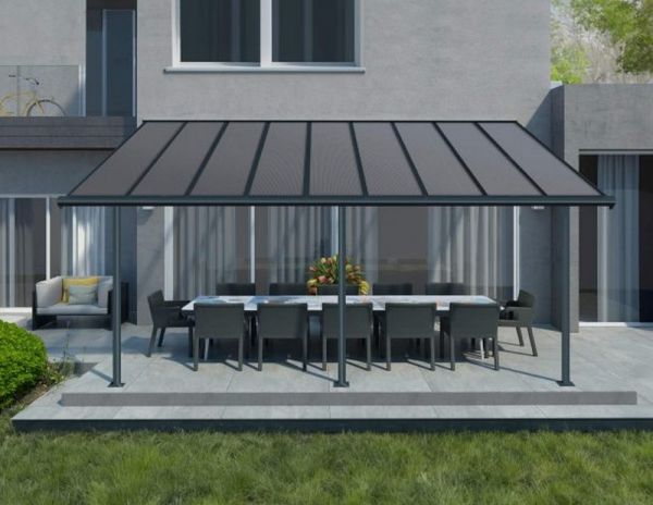 Patio Cover Sierra 3 x 5.46 Clear - Polycarbonate - L555 x W299 x H305 cm - Grey