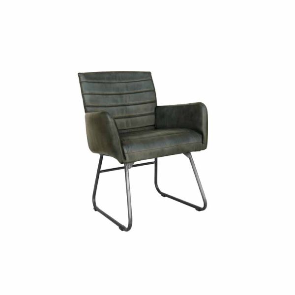 Chair - Leather/Iron - L62 x W62 x H84 cm - Light Grey