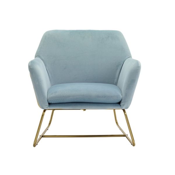 Charles Armchair - Velvet - L66 x W75.5 x H76.5 cm - Sky Blue