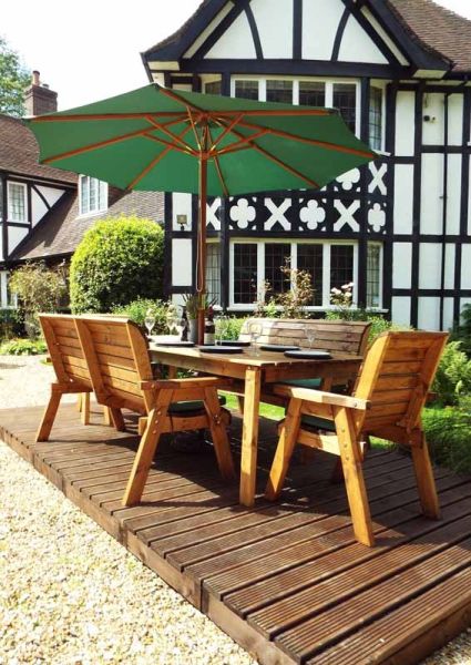Eight Seater Rectangular Table Set with Cushion - W340 x D216 x H98 - Fully Assembled - Green