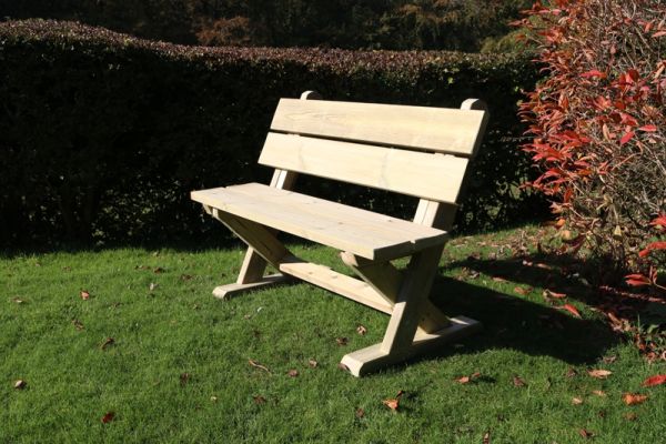 Ashcome Bench, Traditional Wooden Garden Seat - L65 x W120 x H90 cm - Minimal Assembly Required