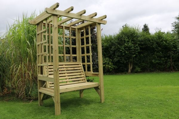 Beatrice Arbour - Sits 2, Wooden Garden Bench with Trellis - L90 x W120 x H210 cm - Minimal Assembly Required