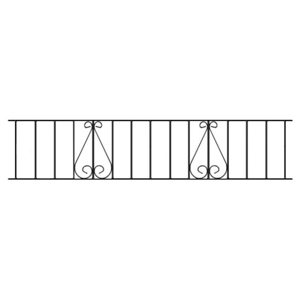 Classic Scroll Railing Panel - Solid Steel - Fits Gap of 1830 mm x 355 mm High - Electro Galvanised/Black Powder Coated