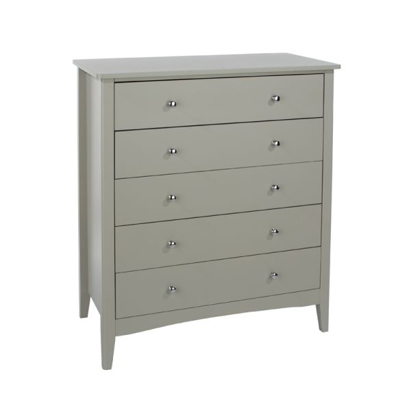 5 Drawer Chest - MDF - 83 x 43 x 101 cm - Grey
