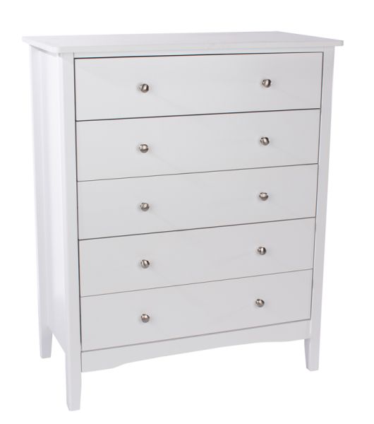 5 Drawer Chest - MDF - 83 x 43 x 101 cm - White