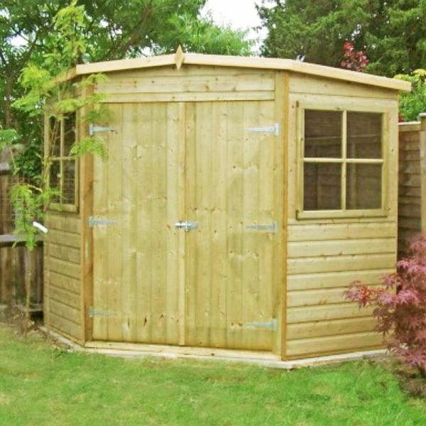 7 x 7 Feet Pressure Treated Corner Shed Shiplap Garden Shed