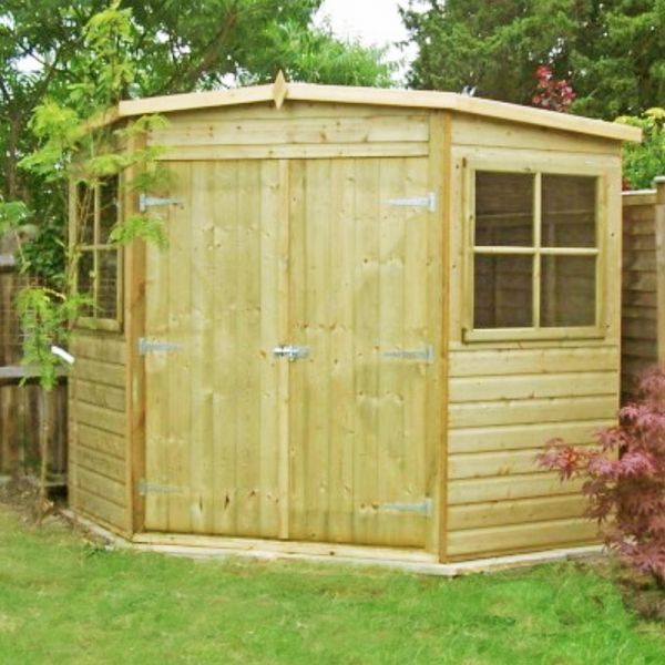 7 x 7 Feet Pressure Treated Corner Shed Shiplap Garden Shed