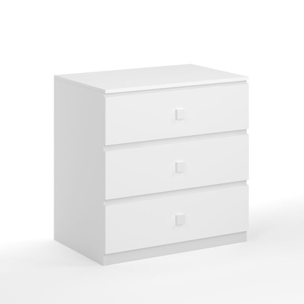 Kudl - Kids 3 Drawer Chest - MDF/Wood - L45 x W70 x H70 cm - White