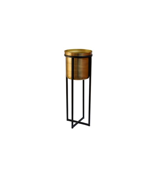 Calla Planter Stand - Metal - L22 x W22 x H58 cm - Black/Antique Gold