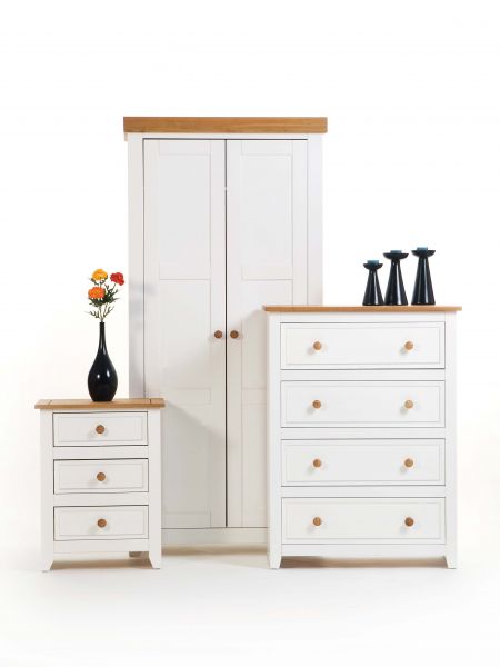 Capri Bedside Cabinet, Chest of Drawers And Wardrobe Set