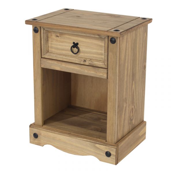 Corona Antique Waxed Pine 1 Drawer Bedside Cabinet 