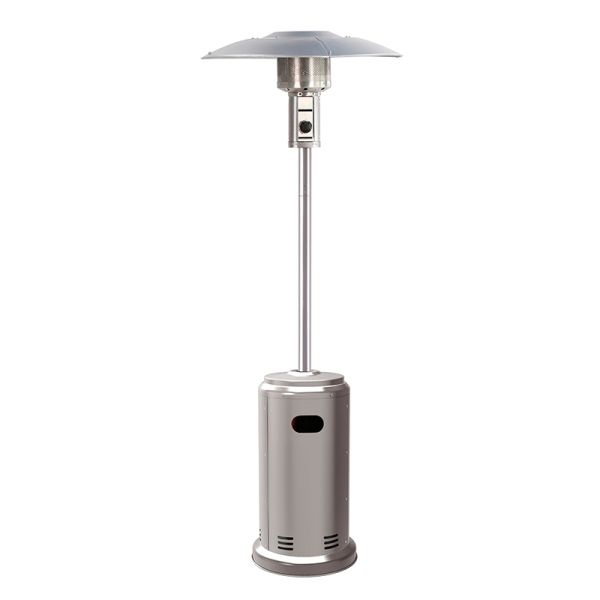 County 8.8Kw Gas Patio Heater - Includes Free Cover - Stainless Steel - L82 x W82 x H219 cm - Silver