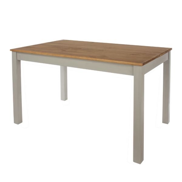 Linea 1200 mm Rectangular Dining Table - Pine - L75 x W120 x H75 cm - Grey/Antique Waxed Pine - Flat Packed