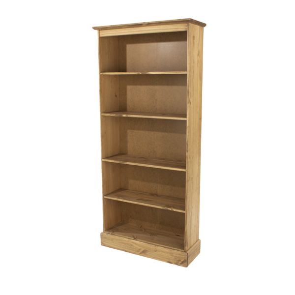 Tall Bookcase - Pine - L29.6 x W80 x H110.9 cm - Antique Waxed Pine - Flat Packed